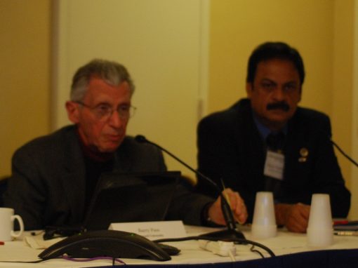 Prof. Misra and Prof. Barry Pass, a colleague affiliated with the Radiology Department of the Howard University College of Dentistry, participating in the APS Press Conference on Tuesday, February 16, 2010