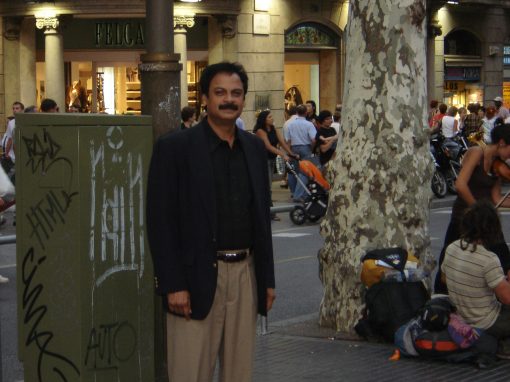 Professor Misra in old town Barcelona during the LaserBarcelona 2006 International Conference