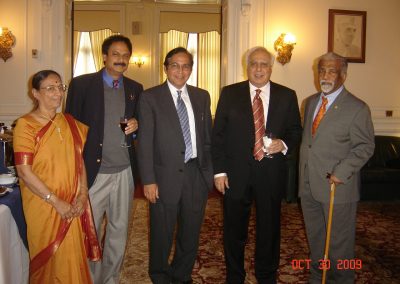 Prof. Misra with Mr. Kapil Sibal, Minister of Human Resource Development, Government of India and distinguished particle physicists, Profs. E.C.G. and Bhamathi Sudarshan from the University of Texas at Austin.