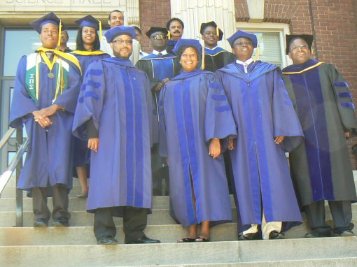 2010 Ph.D graduates, Dr. Ogungbemi Kayode, Dr. Rasheen Connell and Dr. Jamese Dacia Sims, with the faculty of the Department of Physics and Astronomy, Howard University.