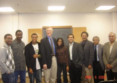 Dr. Misra with the 2006 Physics Nobel Laureate, Dr. John C. Mather, along with colleagues and graduate students preceding Dr. Mather’s colloquium on the Howard University Campus, March 4, 2009