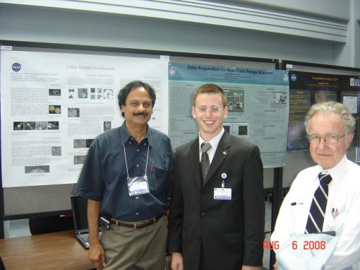 Prof. Misra with Mr. Sean Brakken-Thal, 2008 ESMD Intern, from Tacoma, Washington, and Dr. Vigdor Teplitz, University Affairs Officer, GSFC, during the summer internship poster presentations at NASA GFSC, August 2008