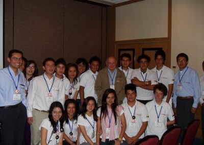 Dr. Blumberg posing with students and mentors from Colombia during the AbSciCon 2010.
