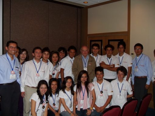 Dr. Blumberg posing with students and mentors from Colombia during the AbSciCon 2010.