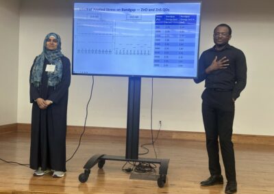 Postdoctoral Research Associate, Dr. Hind Aljaddani, and Graduate Student, Wisdom Benson, Presenting at Howard University Research Month April 2026