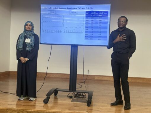 Postdoctoral Research Associate, Dr. Hind Aljaddani, and Graduate Student, Wisdom Benson, Presenting at Howard University Research Month April 2026