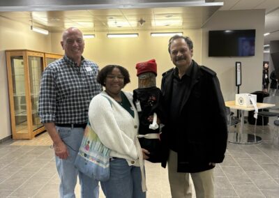 Prof. Rhett Herman,  Prof. Misra, and Howard University Physics Major, Alyssa Applin, with the Radford SPS Chapter Mascot at the SPS Zone 4 Meeting Hosted by Radford University March 2026
